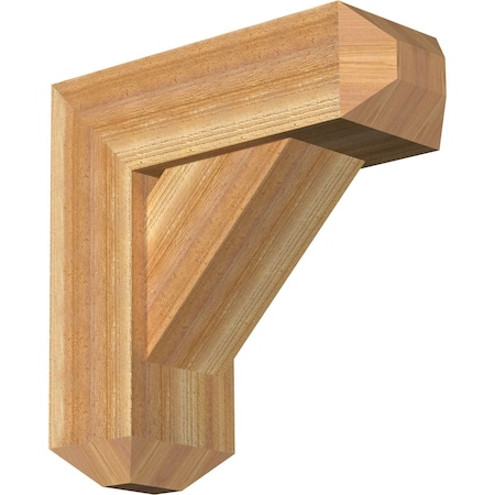 Traditional Craftsman Rough Sawn Bracket W/ Offset Brace, Western Red Cedar, 8W X 22D X 22H